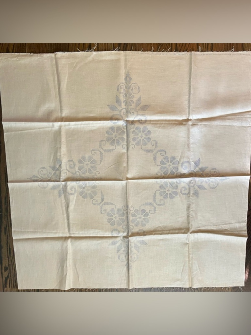 Vintage Linen Tablecloth Cross-Stitch - unfinished